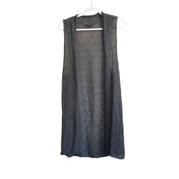 Eileen Fisher System Sleeveless‎ Open Knit 100% Wool Cardigan Women's PL Gray - Picture 1 of 9